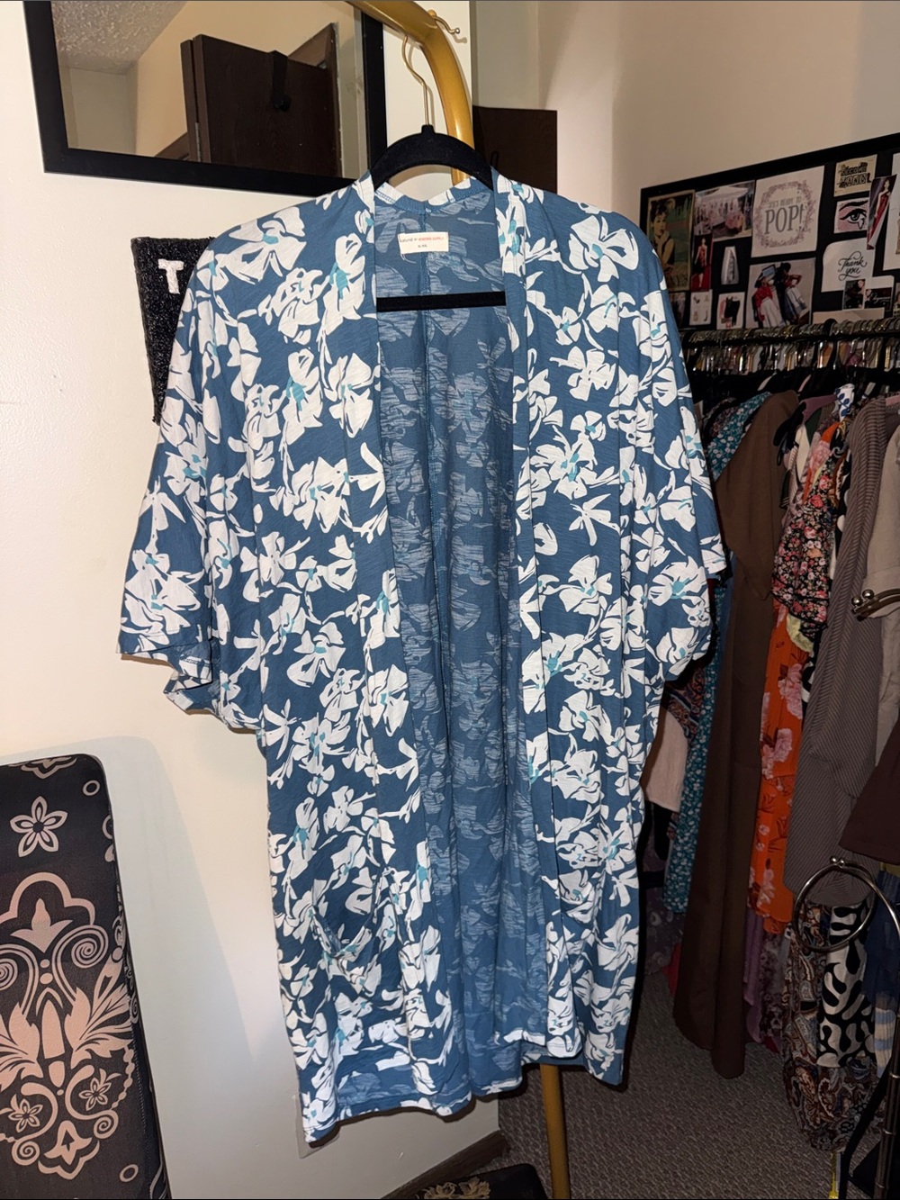 Blue Floral Kimono Cover-Up